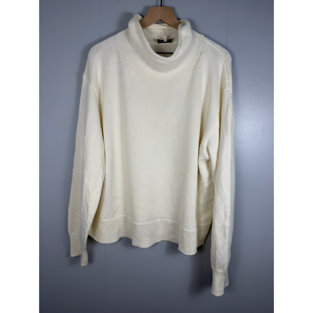 Lafayette 148 New York Quiet Luxury Turtleneck Women XXL White 100% Wool Knit
